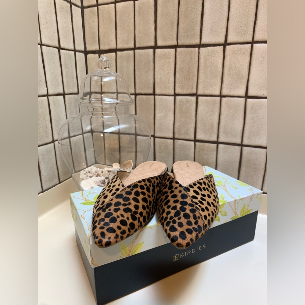 Birdies The Swan Mini Cheetah Flat Mules